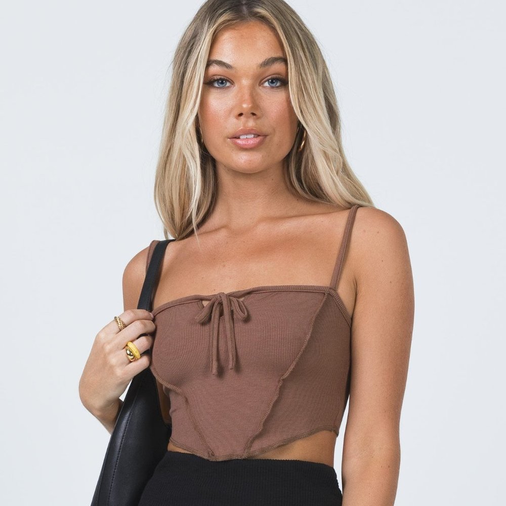 Princess Polly Panel-detailed Brown Top